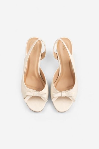  Giày cao gót quai hậu đính nơ Satin Bow Heels nhiều màu 