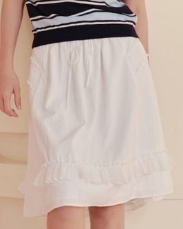 Chân váy White Parachute Tiered Ruffled Skirt