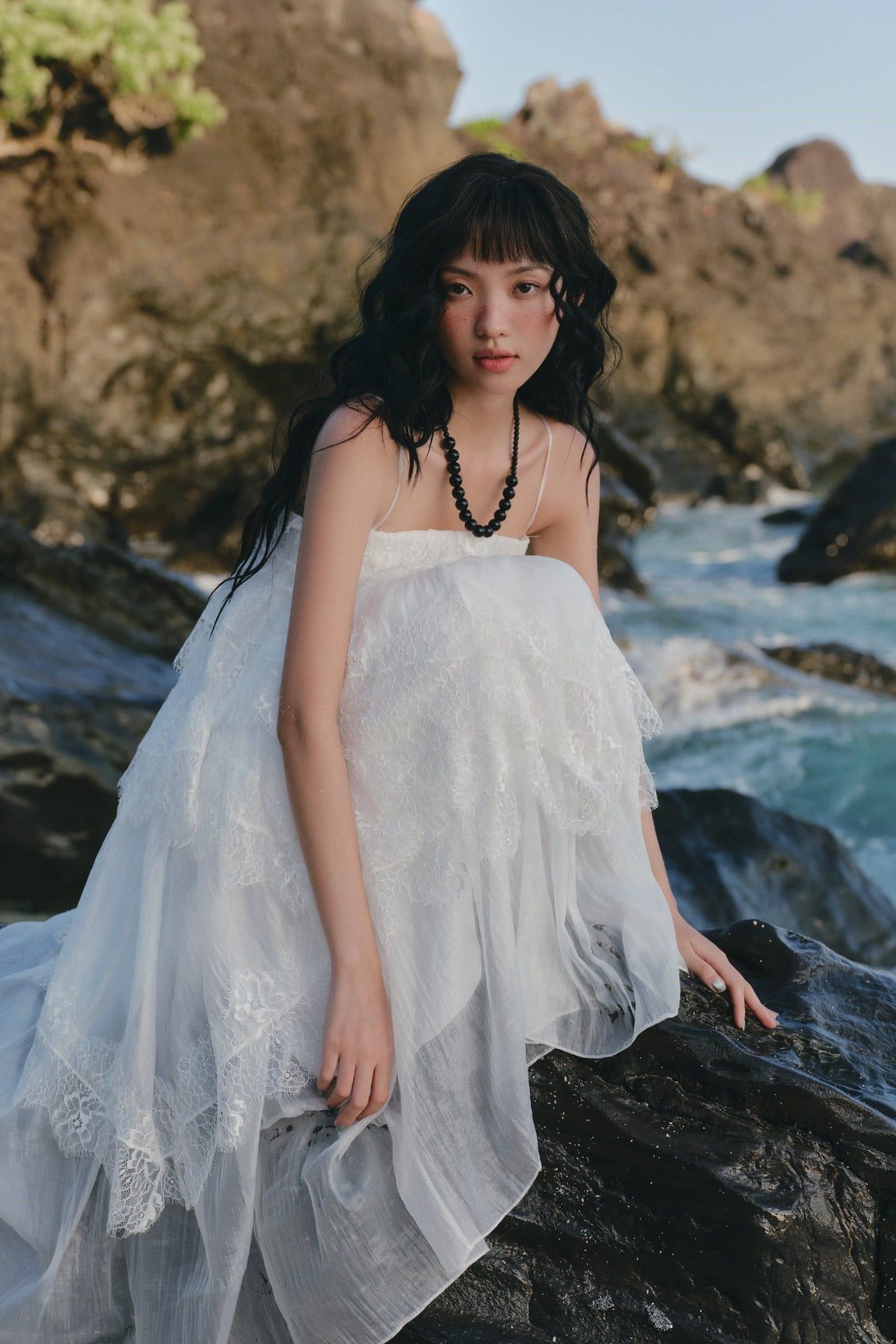 Váy maxi 2 dây Lace Chiffon Tiered Layered Maxi Dress nhiều màu