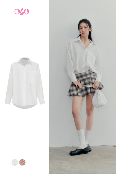  Áo White Linen Oversized Shirt 