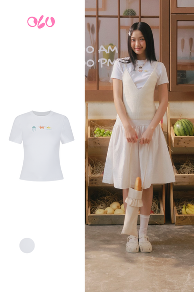  Áo White Embroidered Babytee 