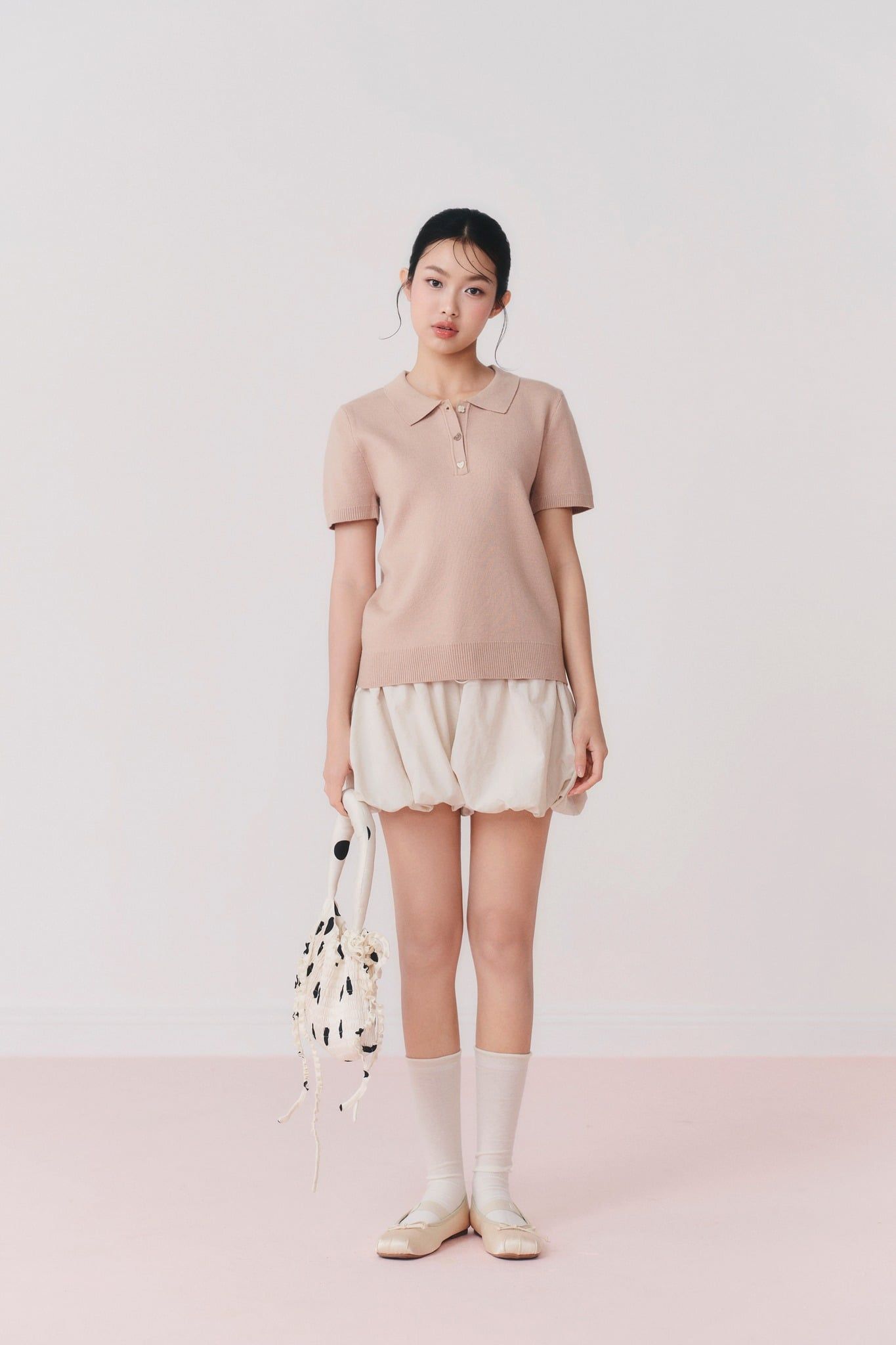 Áo Knit Polo Sweetheart Buttoned Top nhiều màu