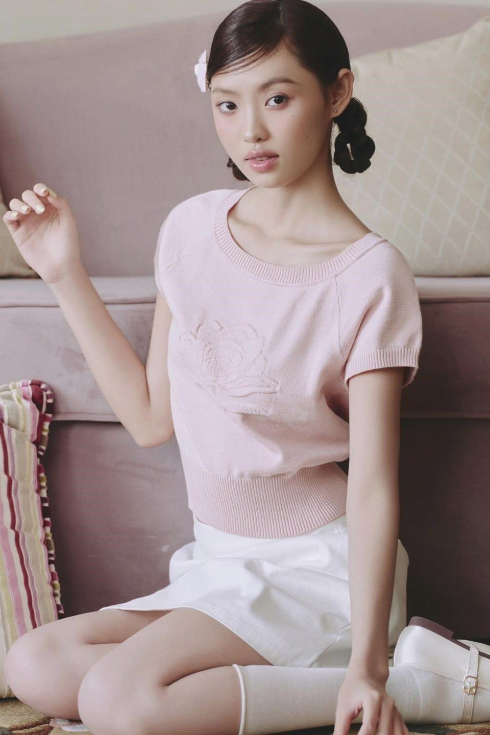 Áo Peony Round Neck Knit Top nhiều màu