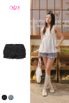  Quần Cotton Checked Ruffle Shorts nhiều màu 