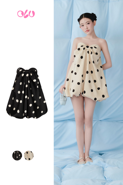  Dot Silky Puff Cup Dress nhiều màu 