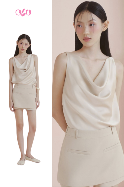  Chân váy Beige Wrap Front Mini Skirt 