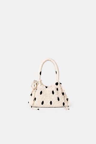 Túi xách vải chấm bi Cream Dot Silky Hand Bag