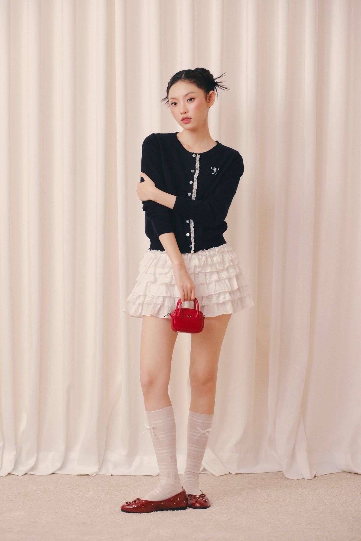 Áo len cardigan Navy Knit Round Neck Top