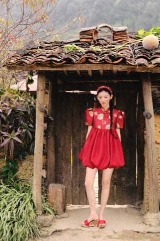 Váy babydoll tay bồng Nương Hoa