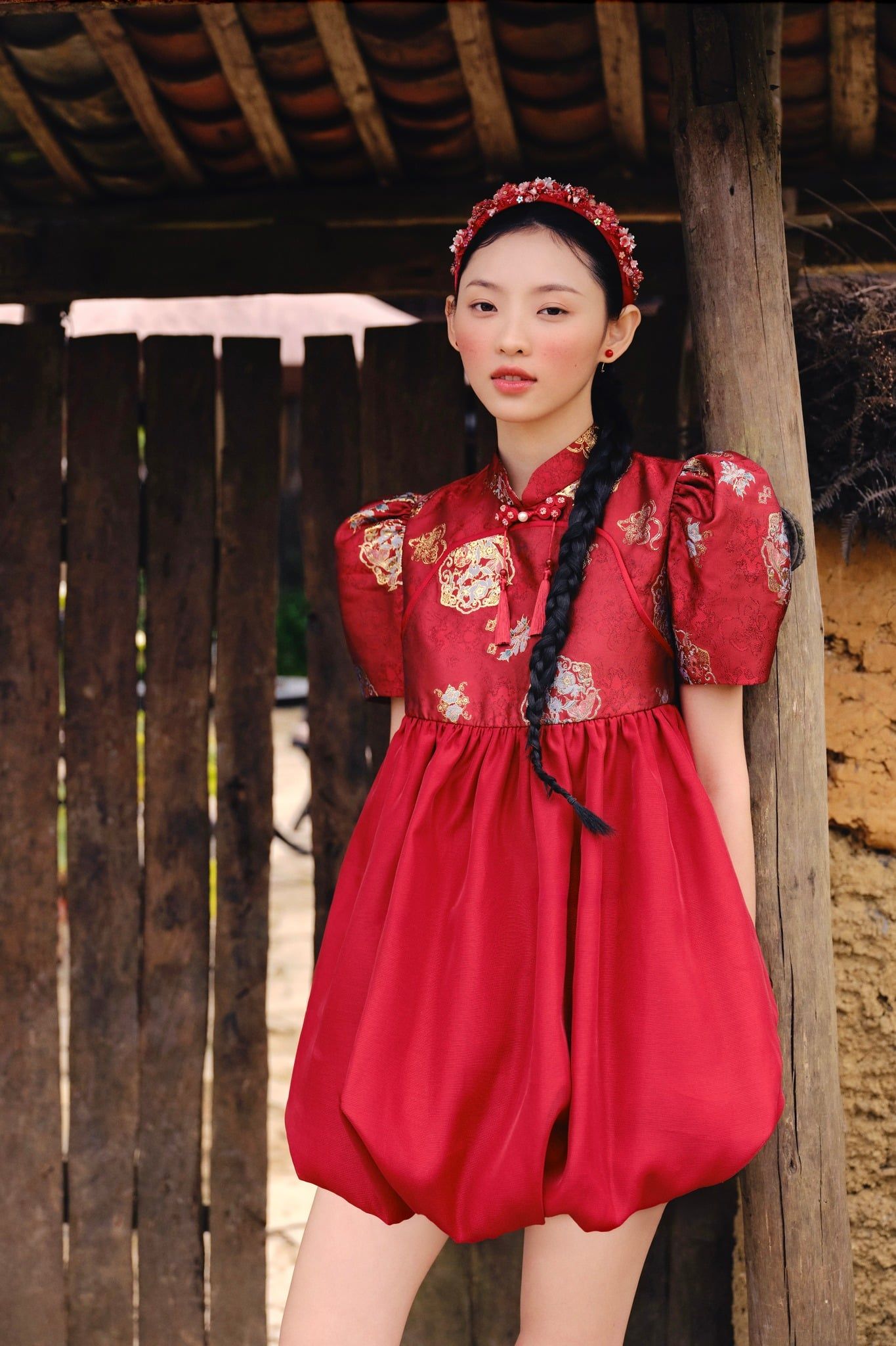 Váy babydoll tay bồng Nương Hoa