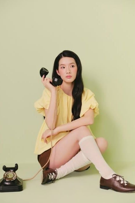 Áo bí tay bồng Cotton Puff Short Sleeve Top nhiều màu