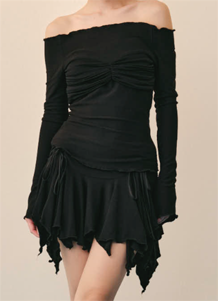  Set trễ vai Black Off Shoulder Ruched Mini Set 