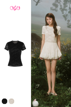 Áo Fleur Lace Short Sleeve Top nhiều màu