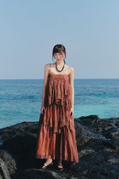  Váy maxi 2 dây Lace Chiffon Tiered Layered Maxi Dress nhiều màu 