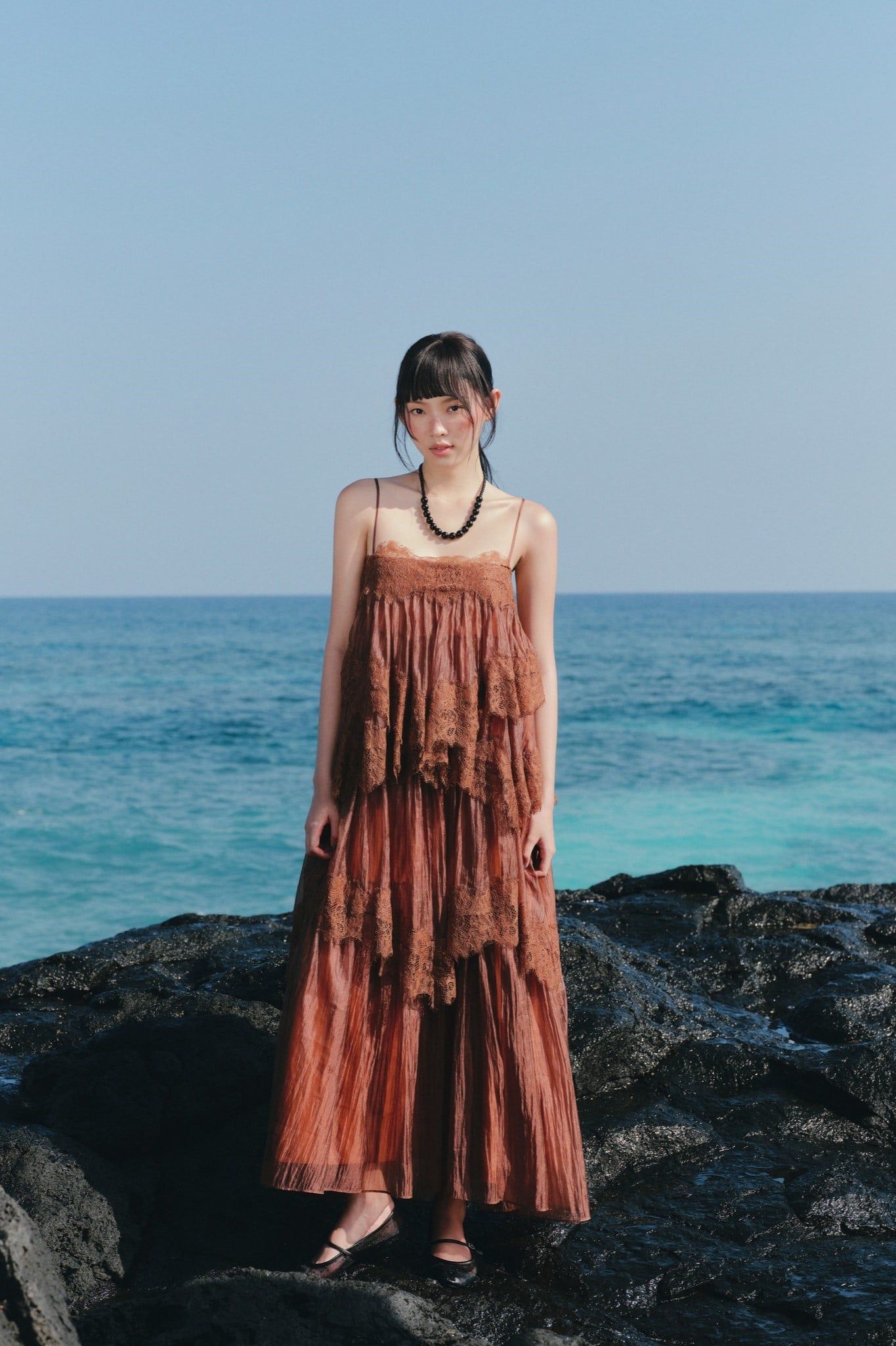 Váy maxi 2 dây Lace Chiffon Tiered Layered Maxi Dress nhiều màu