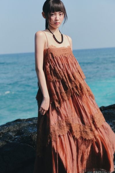  Váy maxi 2 dây Lace Chiffon Tiered Layered Maxi Dress nhiều màu 