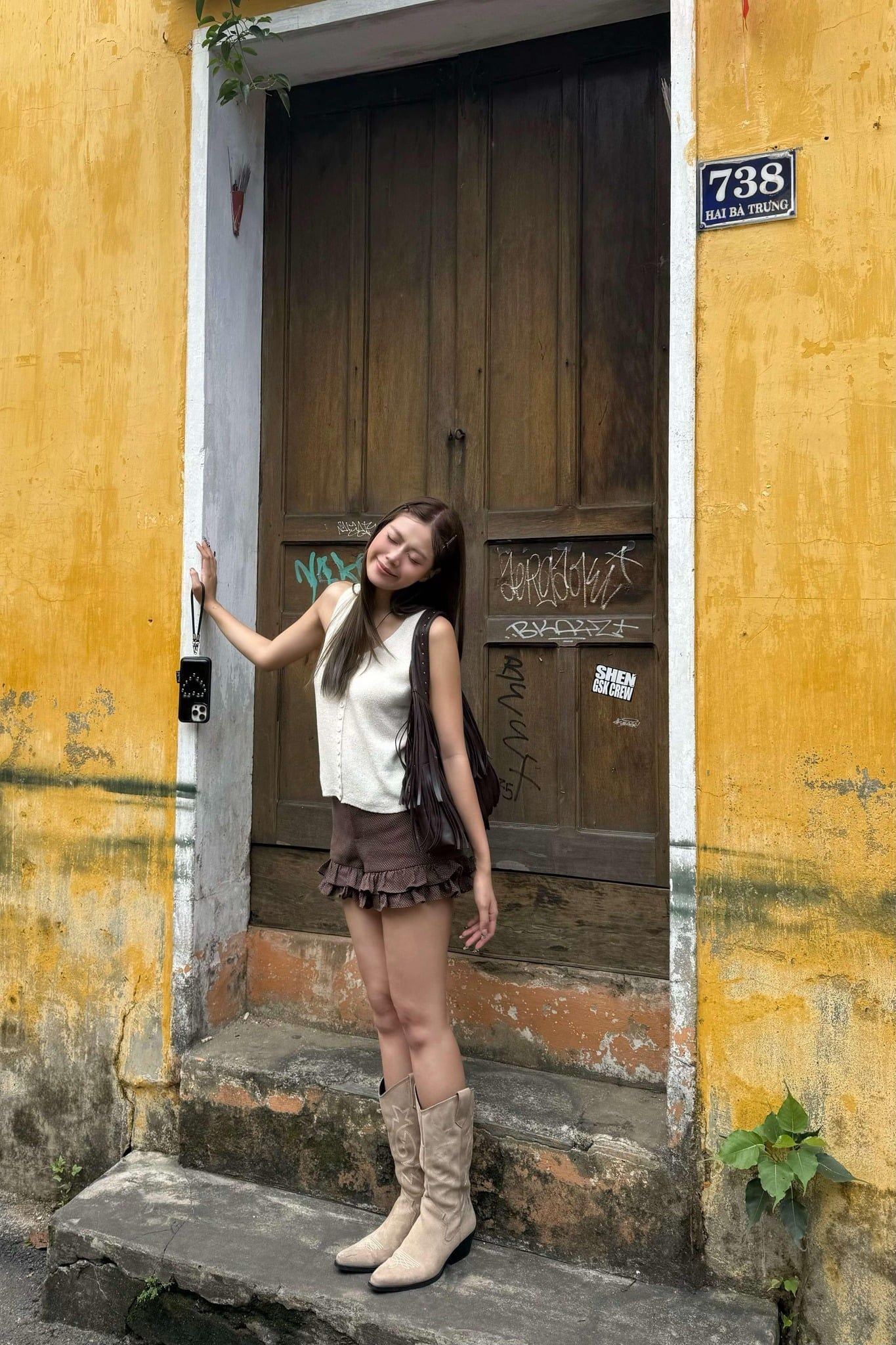 Quần short phối bèo Kaki Polka Dot Ruffle Shorts nhiều màu