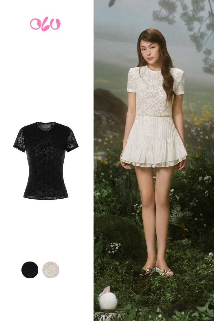 Áo Fleur Lace Short Sleeve Top nhiều màu