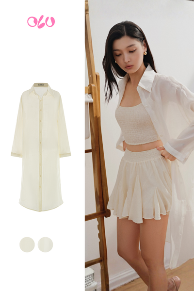  Áo khoác Chiffon Longline Shirt nhiều màu 