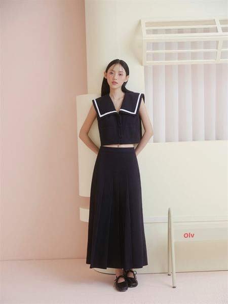 Chân váy Navy Pleated A Line Midi Skirt
