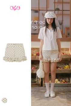  Quần Cream Kaki Polka Dot Ruffle Shorts 