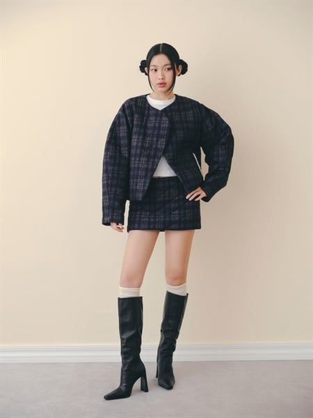 Navy Kate Plaid Long Sleeves Set