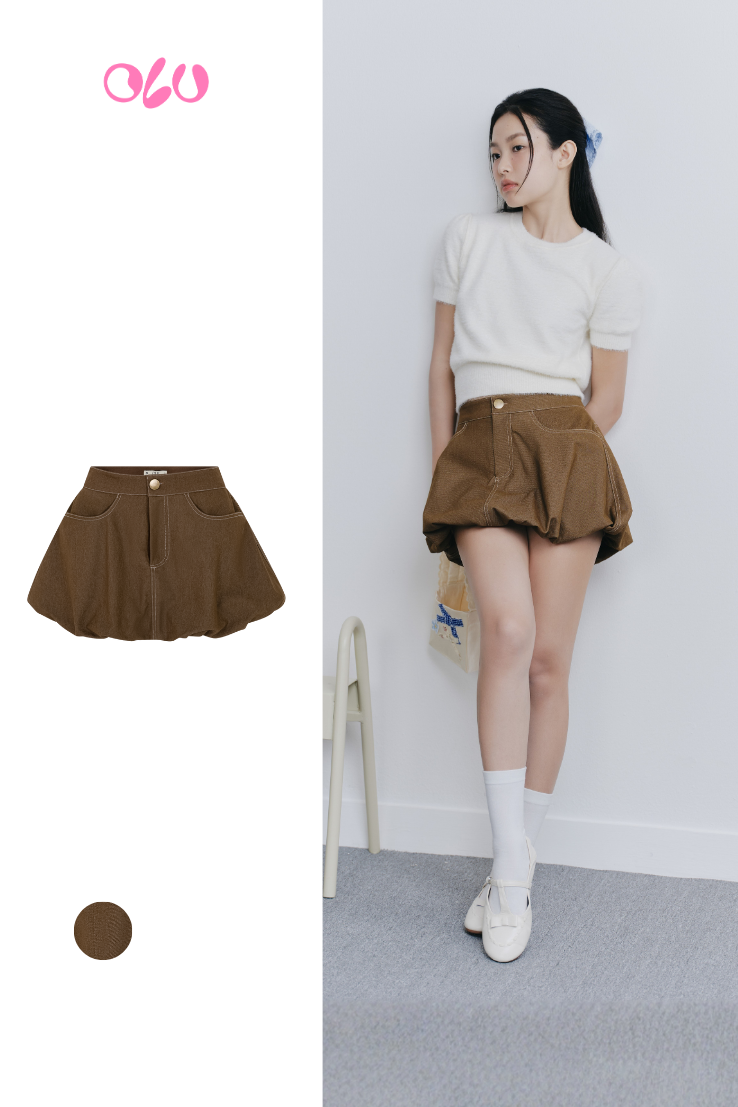 Quần Brown Puff Shorts
