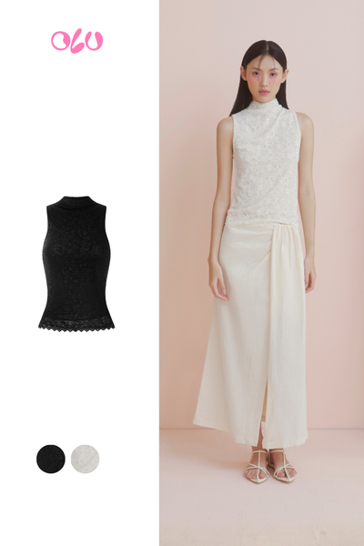  Áo Lace Turtleneck Tank Top nhiều màu 