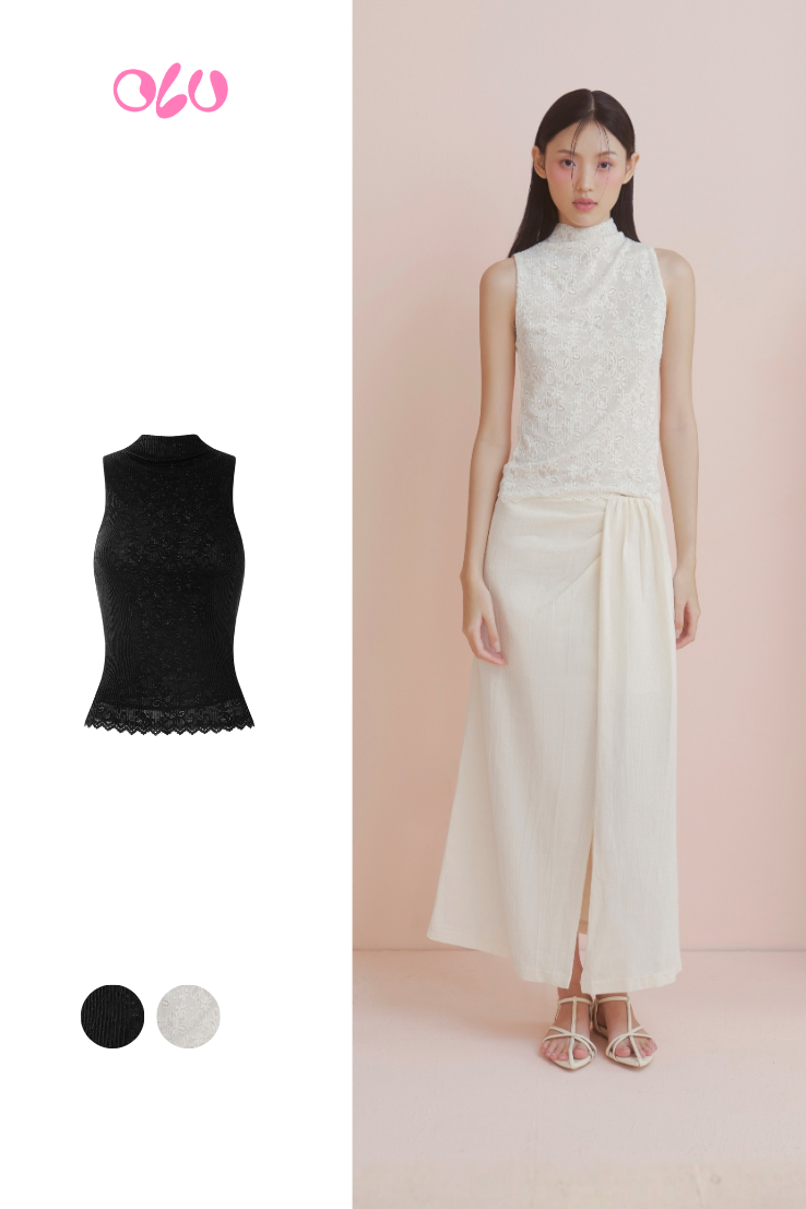 Áo Lace Turtleneck Tank Top nhiều màu