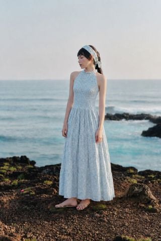 Đầm maxi cổ tròn Checked Sleeveless Round Neck Maxi Dress nhiều màu