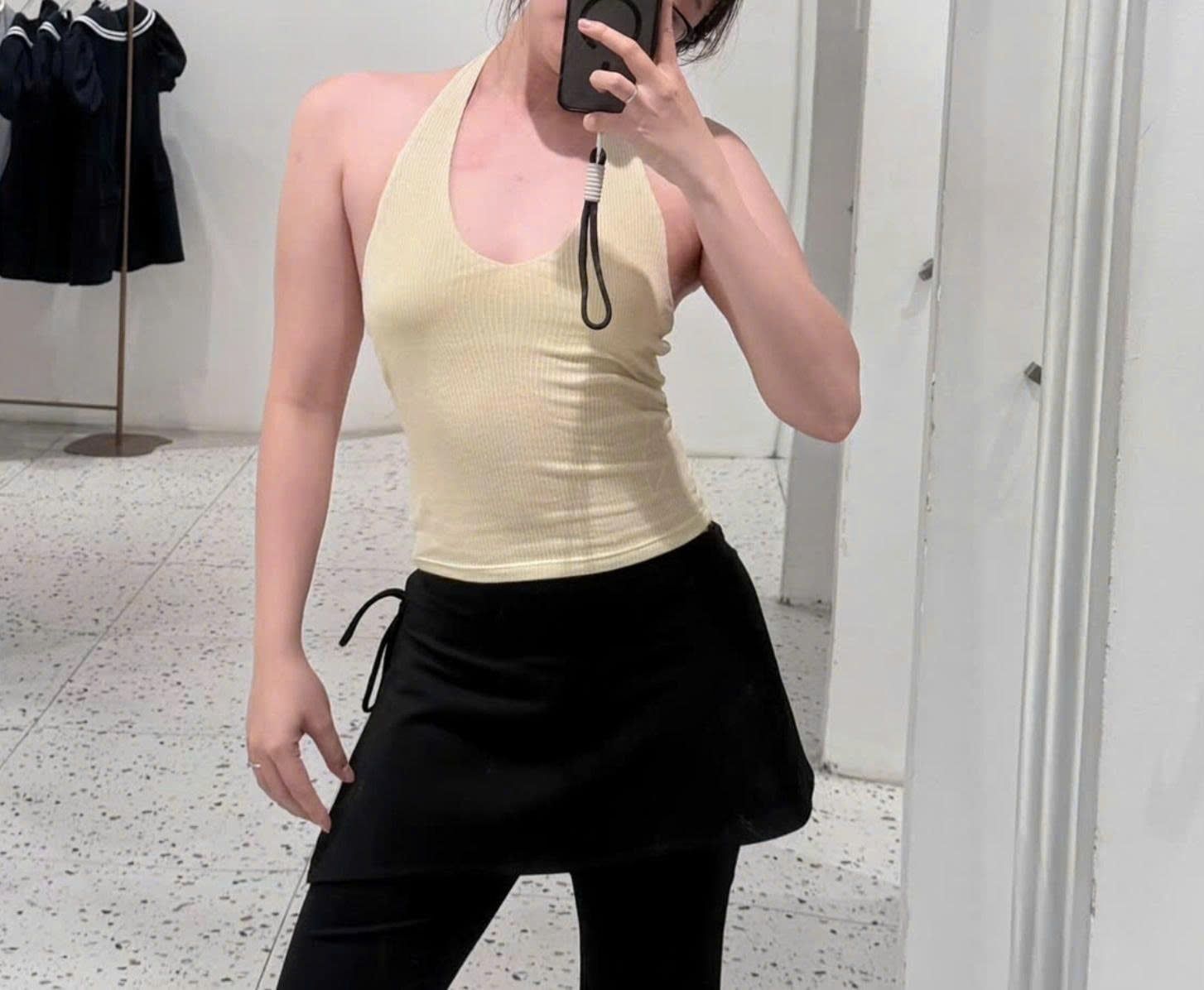 Áo yếm trơn Yellow Cotton Ribbed Halter Top