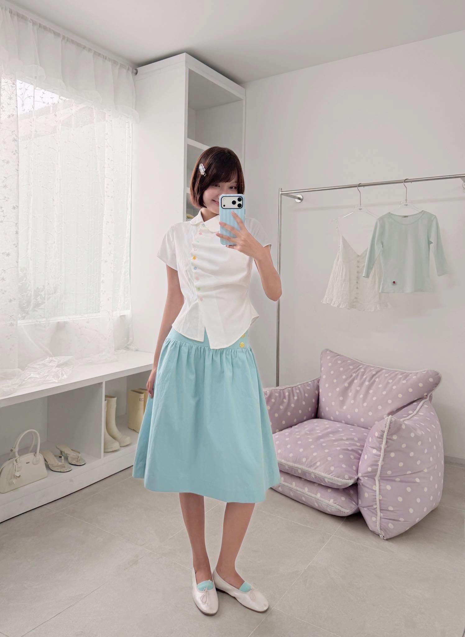 Chân váy dài Pleated Buttoned Midi Skirt nhiều màu