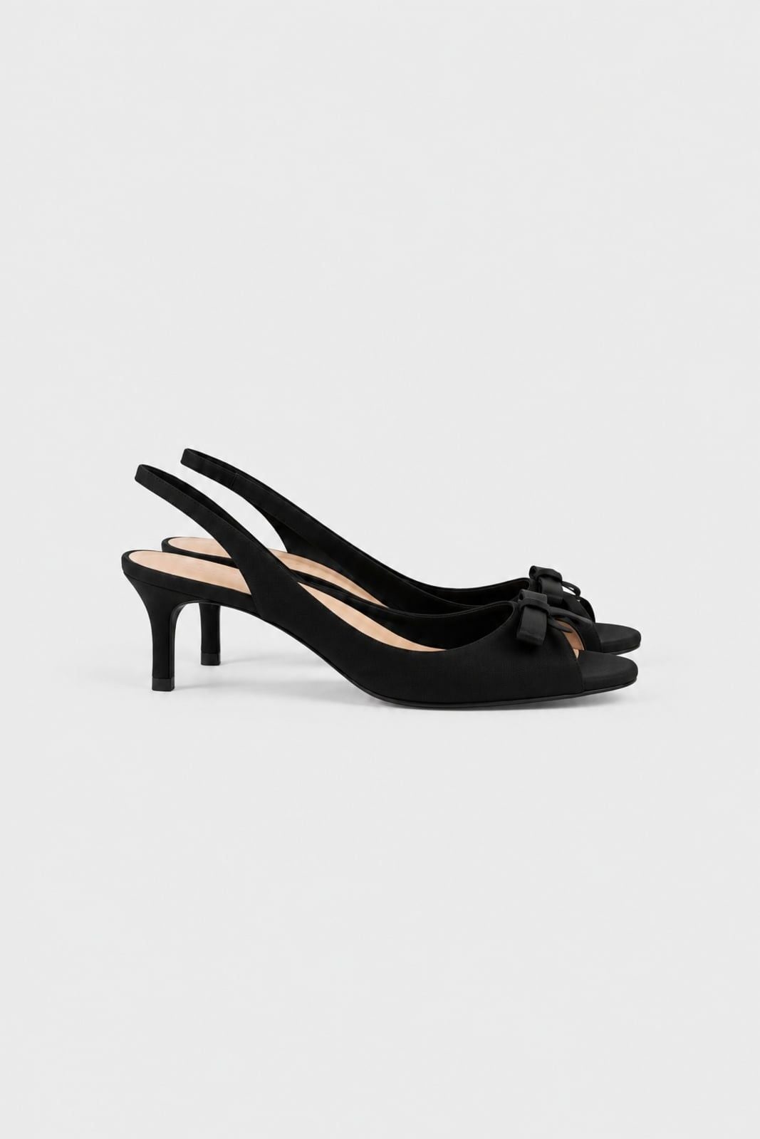 Giày cao gót quai hậu đính nơ Satin Bow Heels nhiều màu