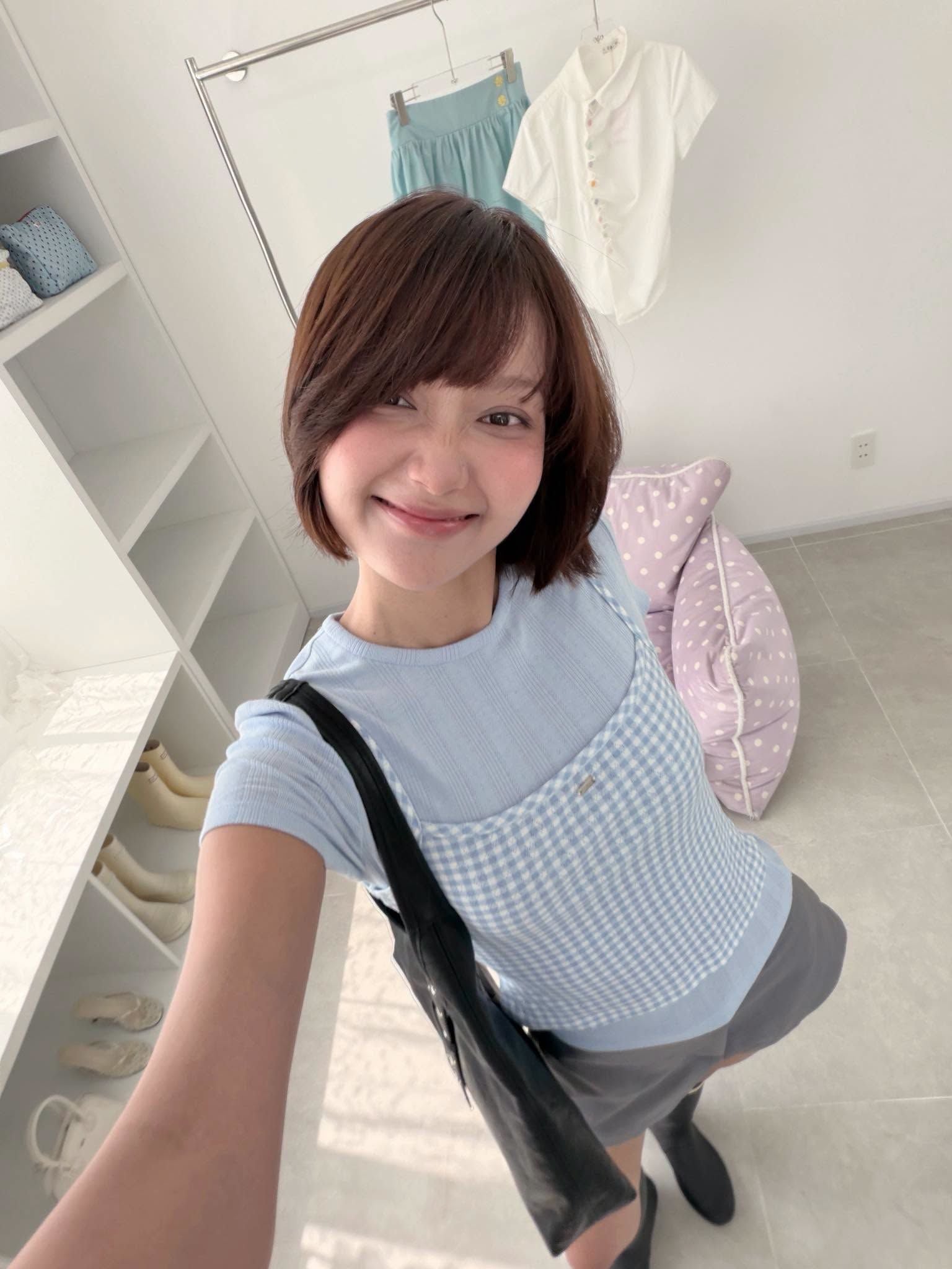 Áo hai dây sọc Blue Cotton Plaid Cami Top