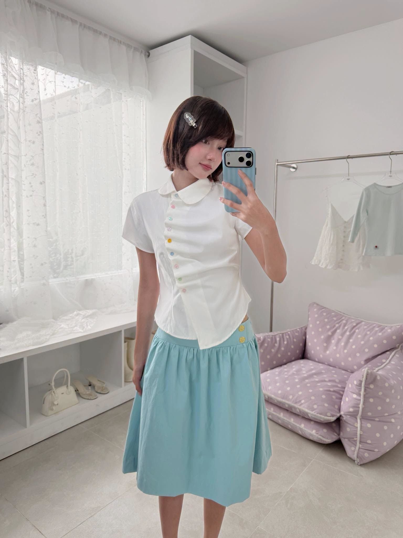 Chân váy dài Pleated Buttoned Midi Skirt nhiều màu