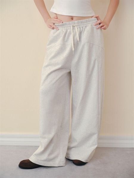Quần Gray Wide Leg Drawstring Pants