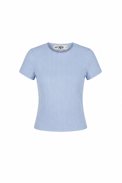  Áo thun ôm cổ tròn Blue Cotton Short Sleeves Top 