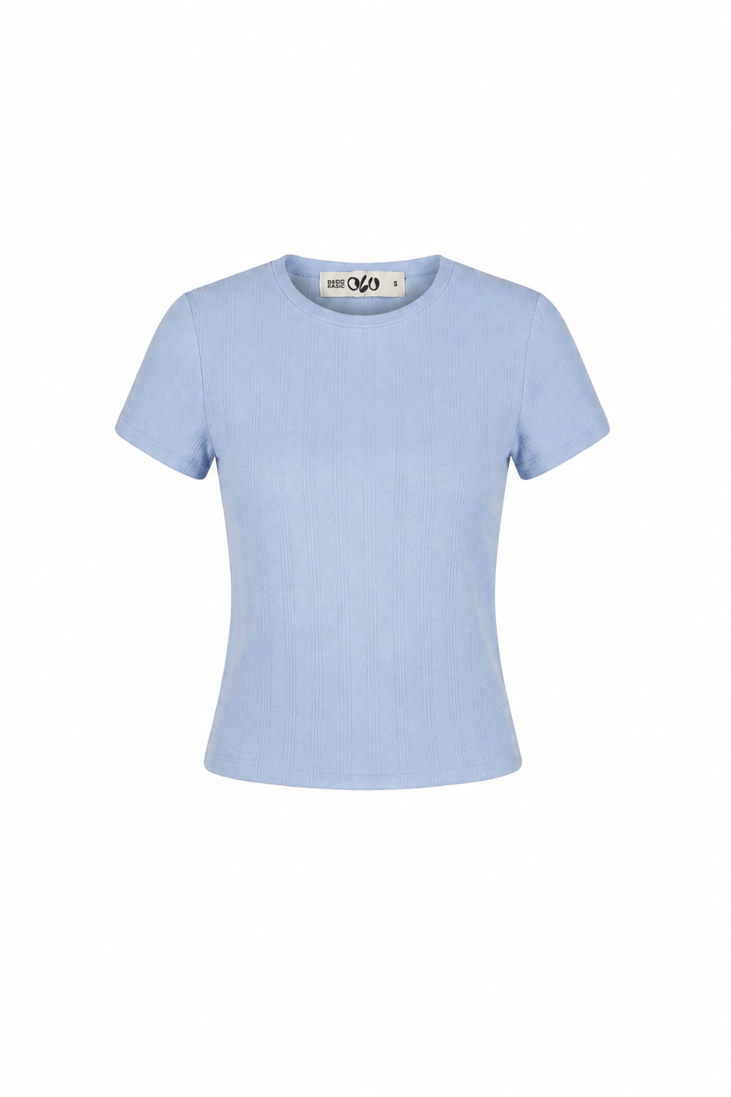 Áo thun ôm cổ tròn Blue Cotton Short Sleeves Top