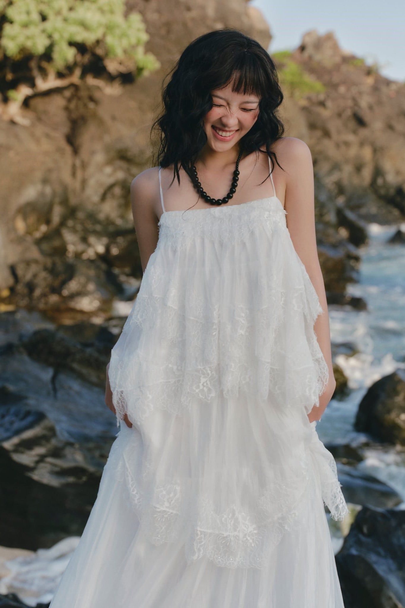 Váy maxi 2 dây Lace Chiffon Tiered Layered Maxi Dress nhiều màu