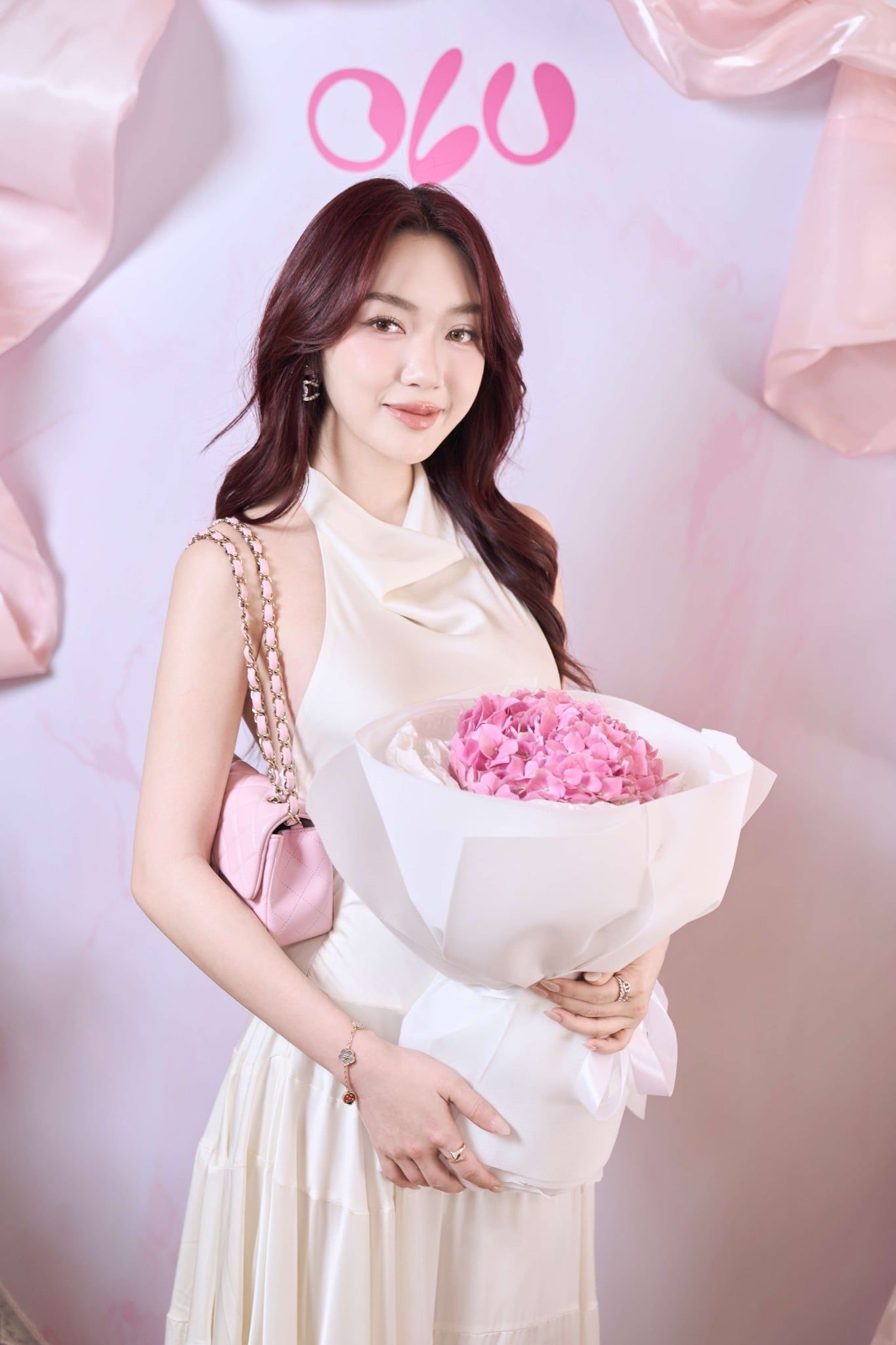 White Silky Halter Neck Tiered Dress