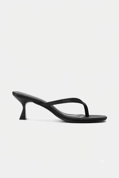  Giày cao gót xỏ ngón Black Slim Low Slip On Heels 