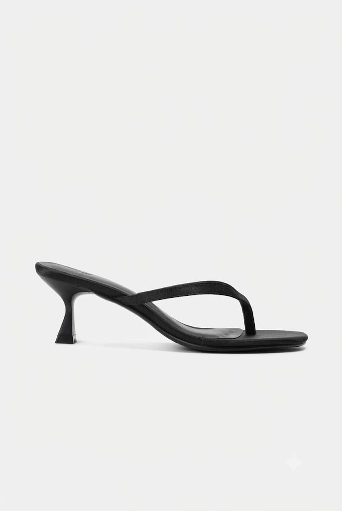 Giày cao gót xỏ ngón Black Slim Low Slip On Heels