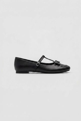 Giày búp bê Leather Bow Ballet Flats nhiều màu