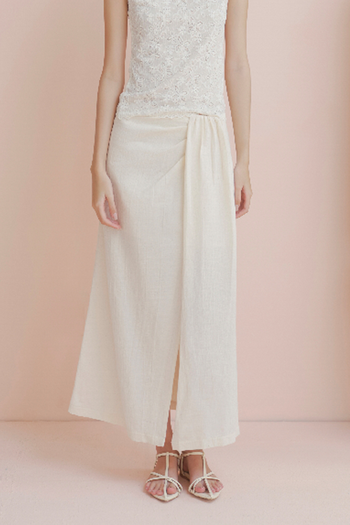 Chân váy Cream Linen Wrap Skirt