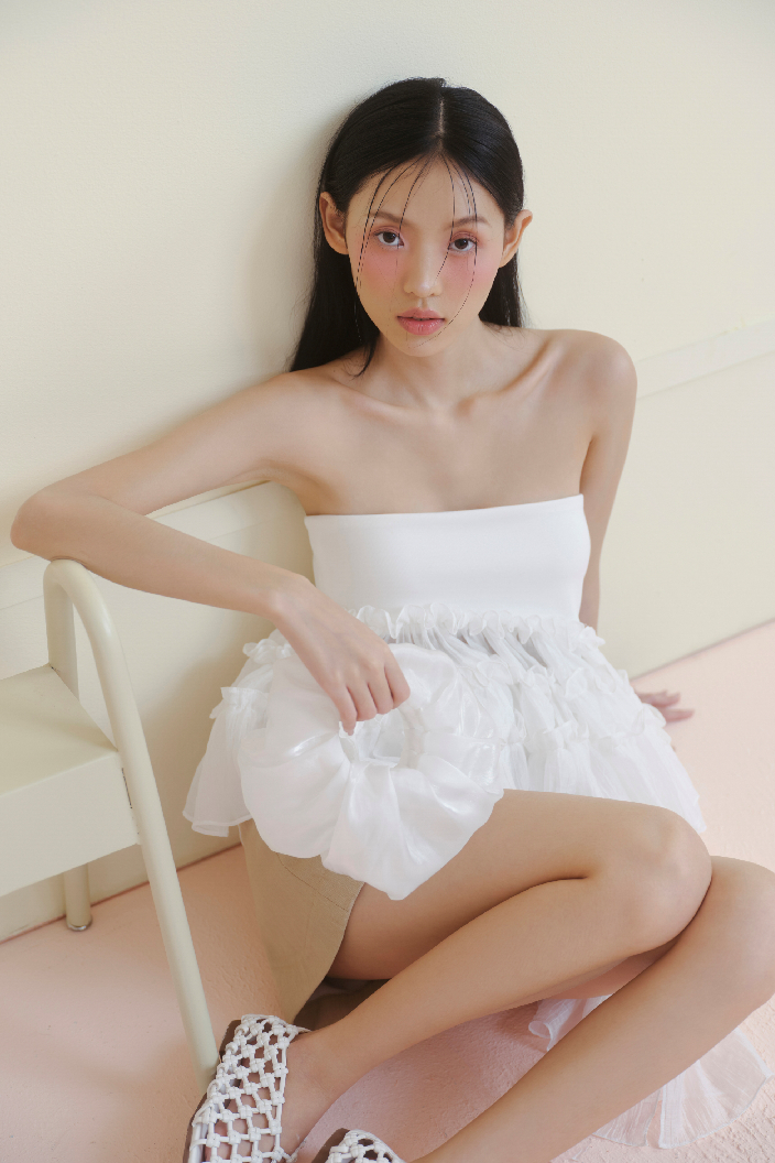 Áo White Layered Tube Top