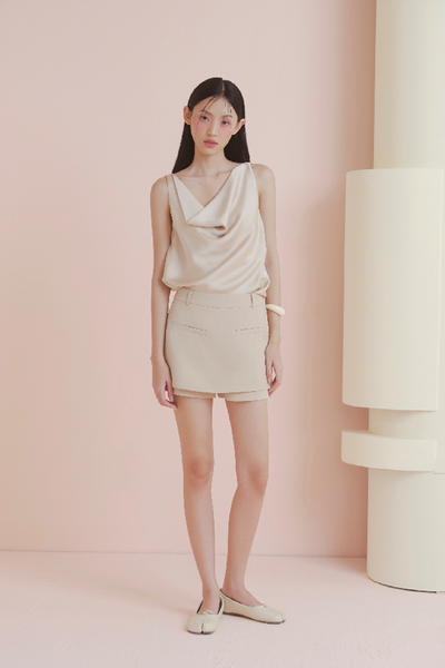  Chân váy Beige Wrap Front Mini Skirt 