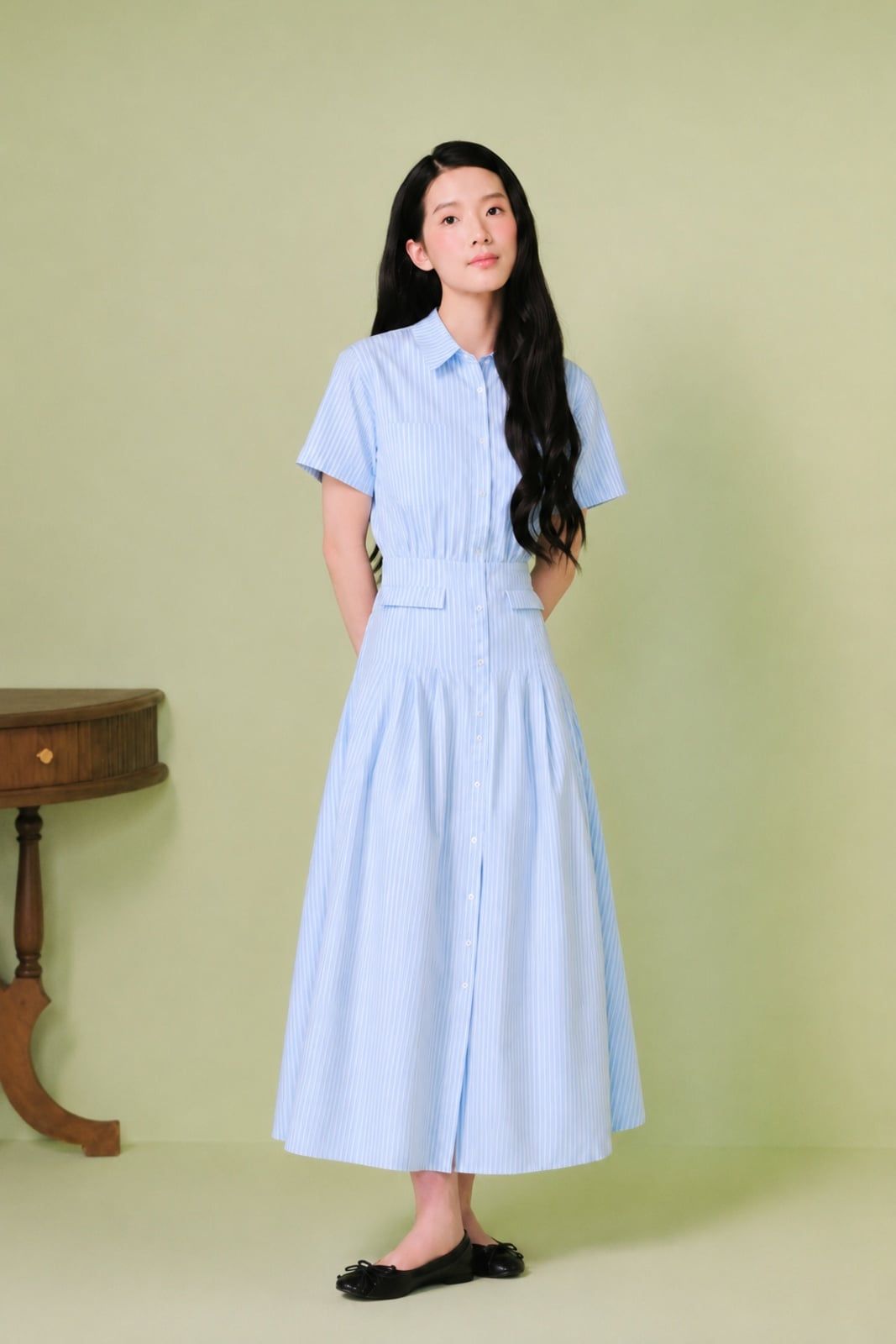 Set sơ mi dài Stevie Dress in Light Blue