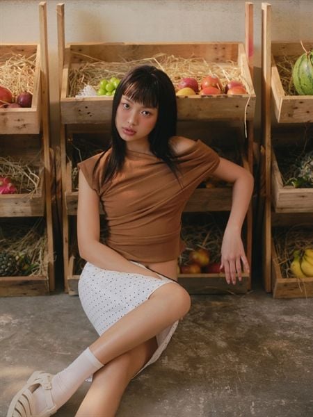 Áo Brown One Shoulder Draped Top