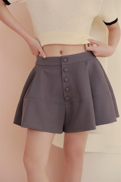 Chân váy Gray Pleated Button Mini Skirt