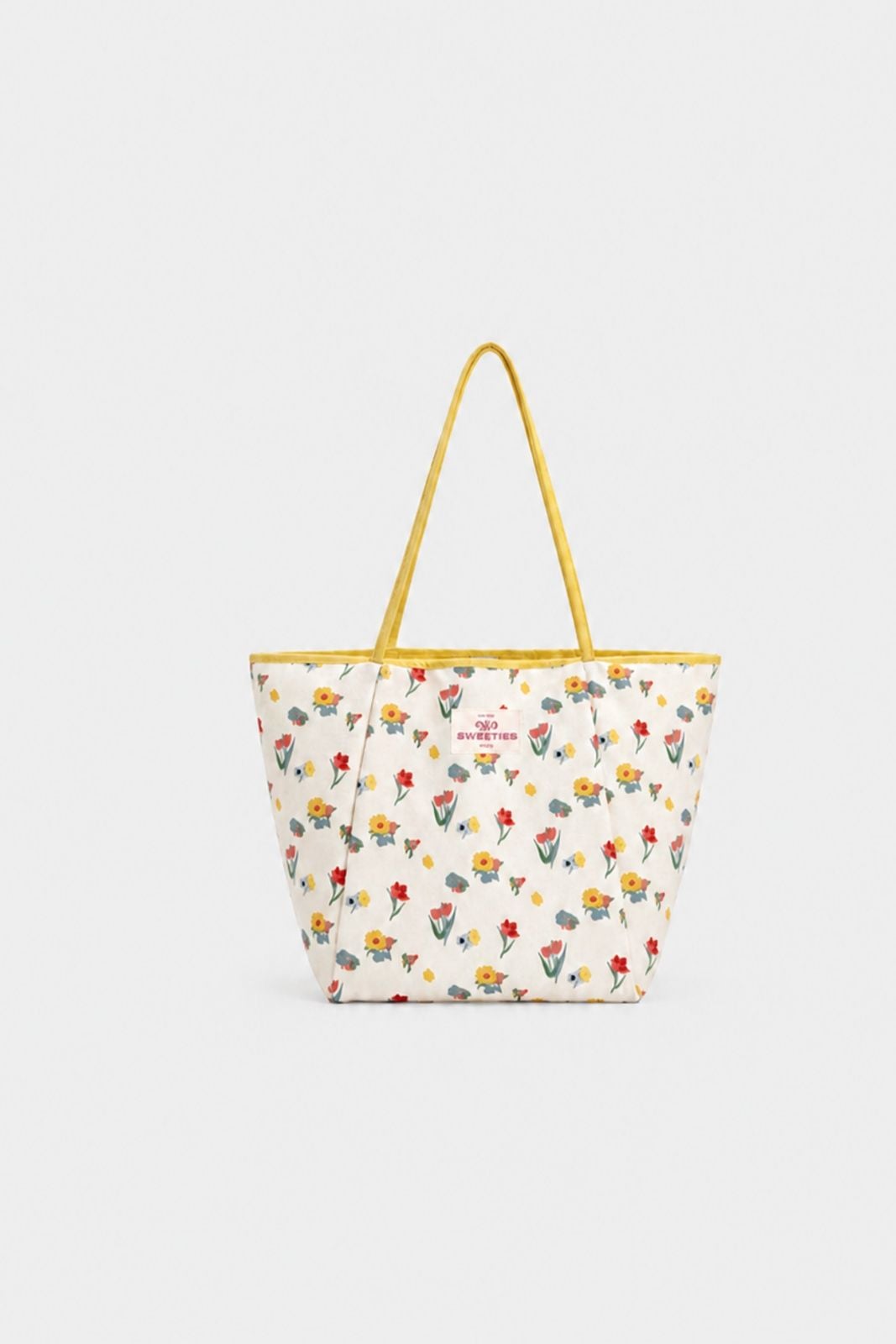 Túi tote White Floral Yellow Trim